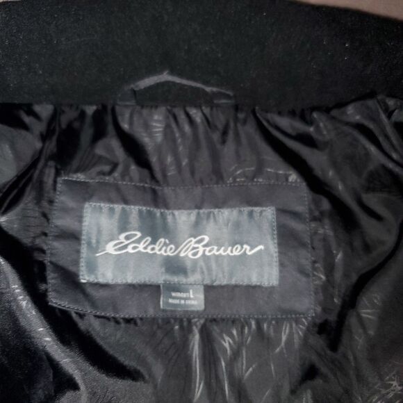 Vintage Goose Down Eddie Bauer Black Trench Coat - Picture 6 of 7